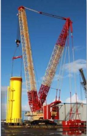 Monopile lifted at the quayside