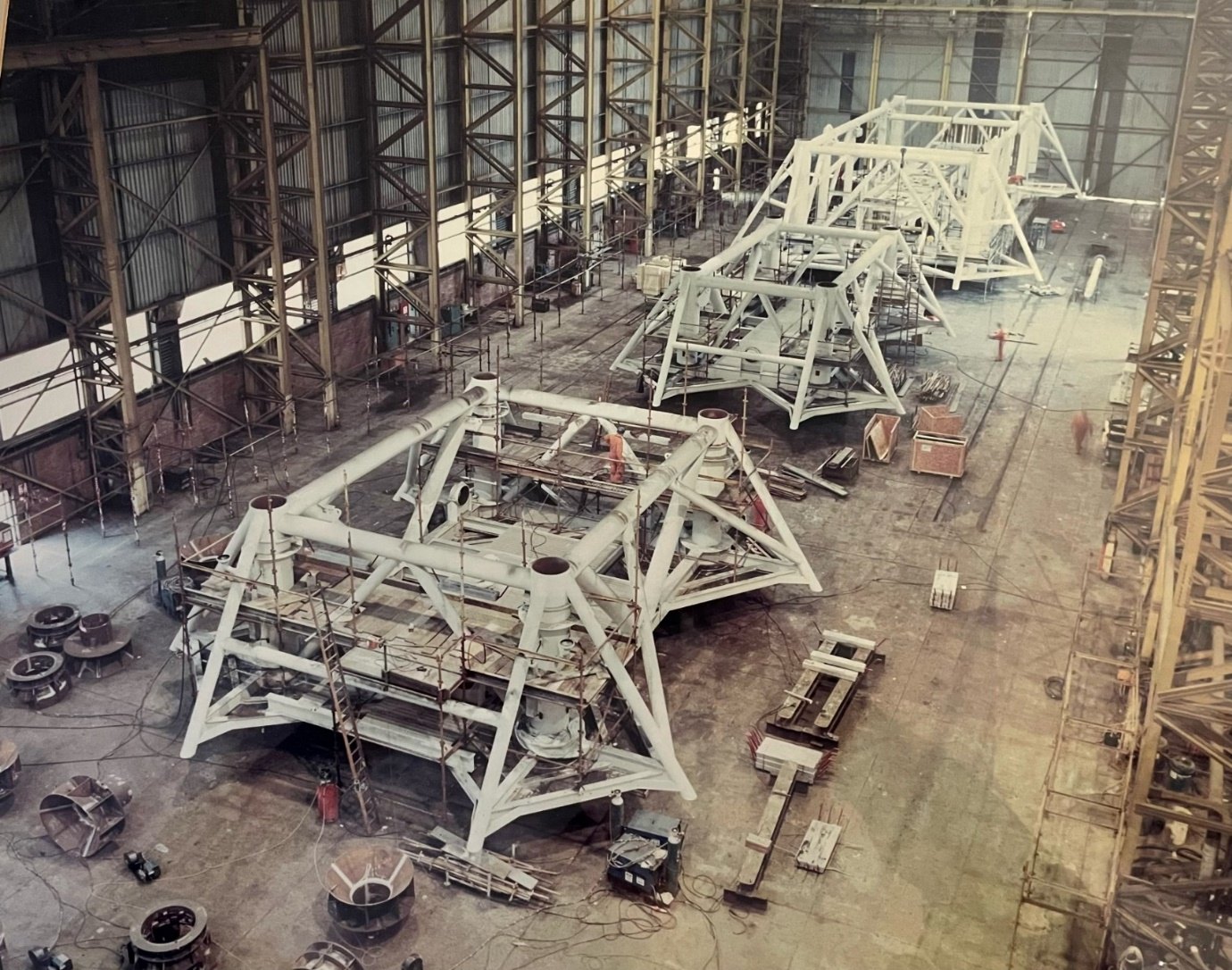 Subsea templates under fabrication in the hall