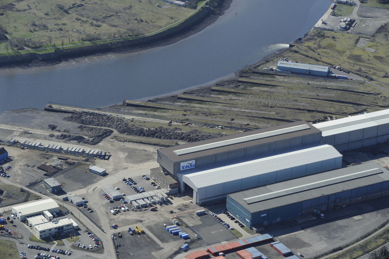 TAG Teesside facility, aerial view, south bank of the River Tees